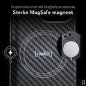 Visualisatie van MagSafe compatibiliteit van Nekiit hoesje voor iPhone 14 Pro. 'Te gebruiken met alle MagSafe accessoires. Sterke MagSafe magneet.'