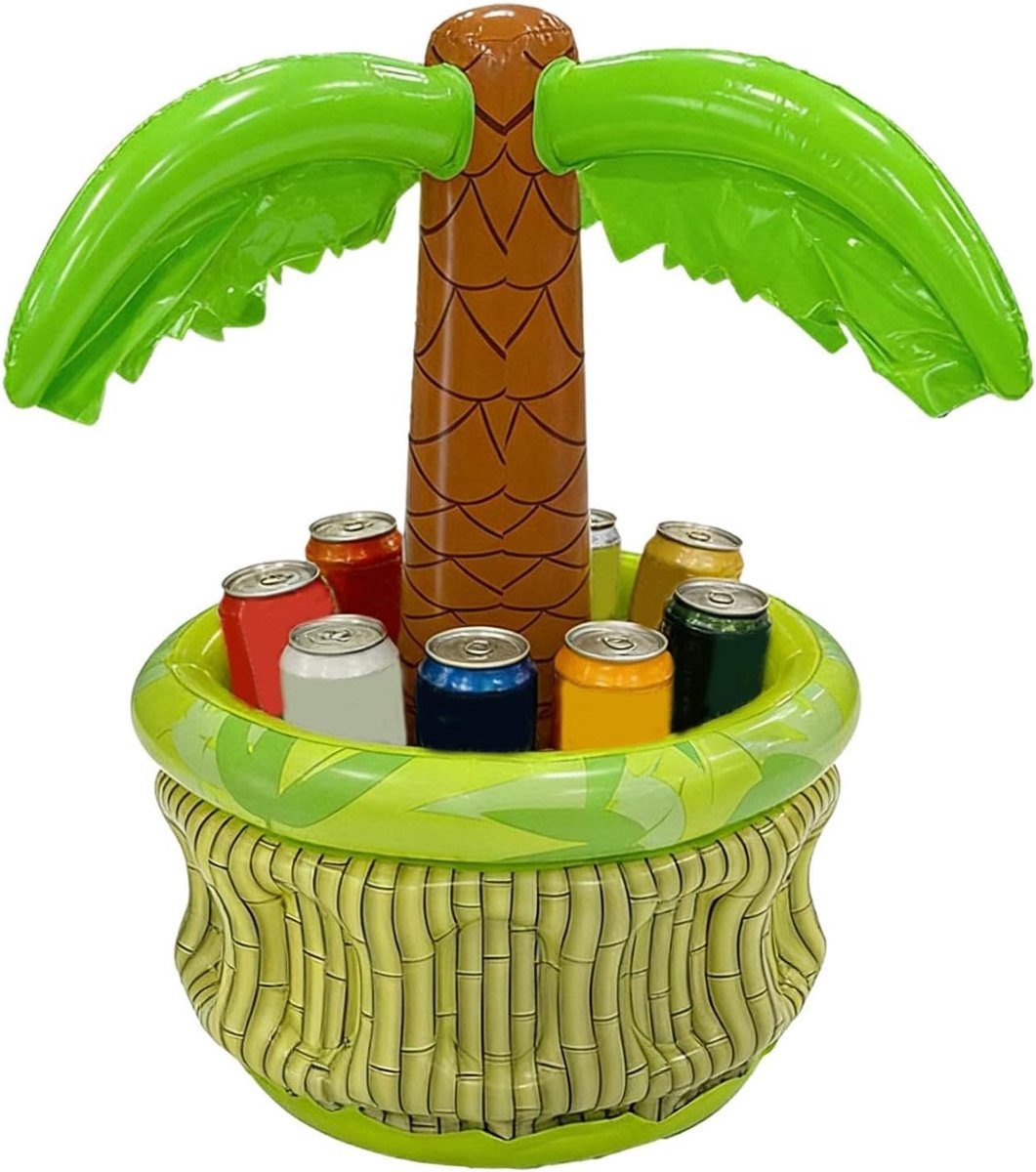 Opblaasbare Koeler - IJsemmer Drijvend - Dranken Koel Houden - Palmboom Design - 58x38x66cm - Meerkleurig