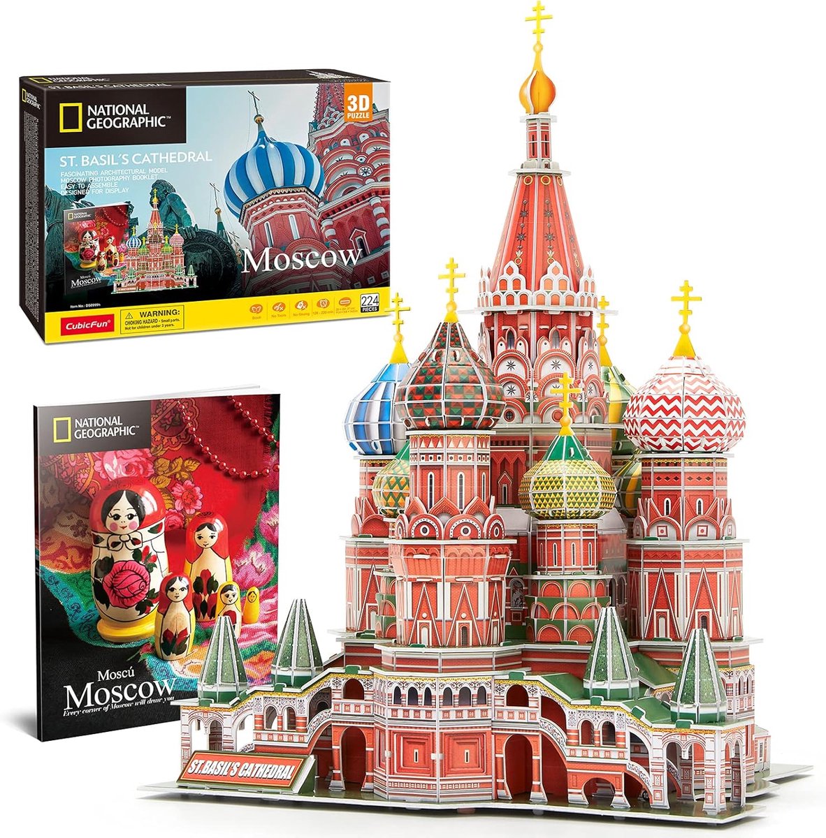 SnelShoppen - 3D Puzzel Basiliek van Moskou - Architectuur Model Kit voor Volwassenen - 224 Stukken - Bouwpakket Cadeau voor Mannen en Vrouwen - Decor