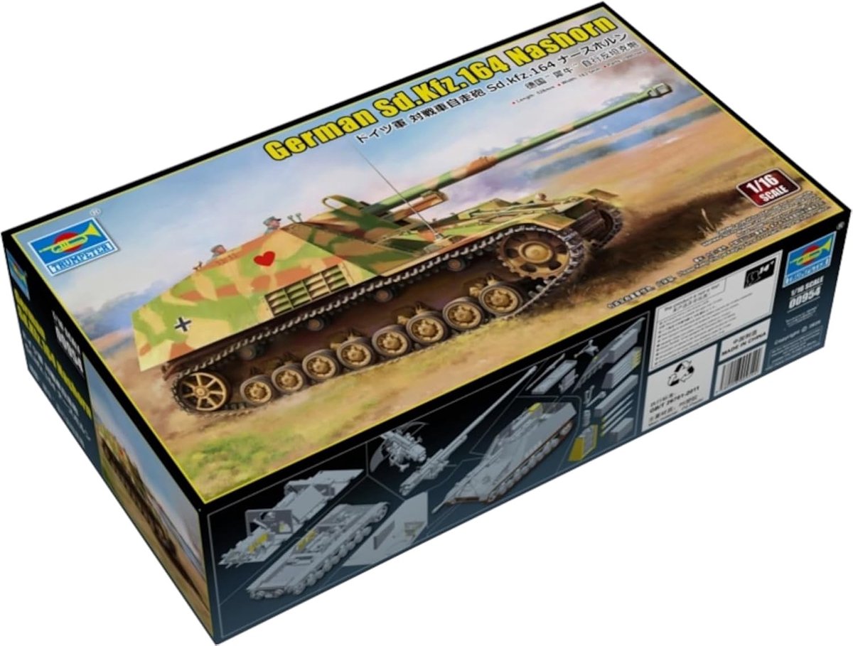 SnelShoppen - Modelbouwpakket Duitse SD.KFZ.164 Neushoorn 1/16 - Plastic Model - Gedetailleerd Tankmodel voor Hobbyisten - Perfect voor Modelbouw en V