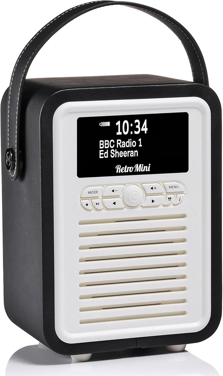 SnelShoppen - Retro Mini DAB Plus/DAB Radio Portable met Bluetooth, FM, Alarm Klok, Hoofdtelefoon Jack, USB Oplader, Antenne - Zwart