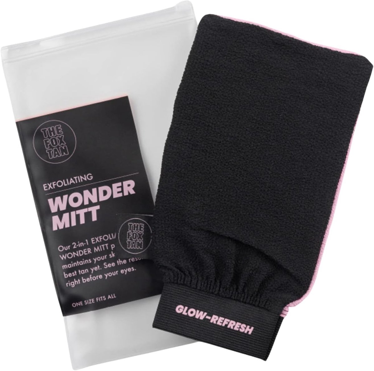 SnelShoppen - Exfoliating Wonder Mitt – 2-in-1 Peeling Handschoen voor Zelfbruiners, Geschikt voor Gladde Huid, Roze en Zwart, Voor Langdurige Tan