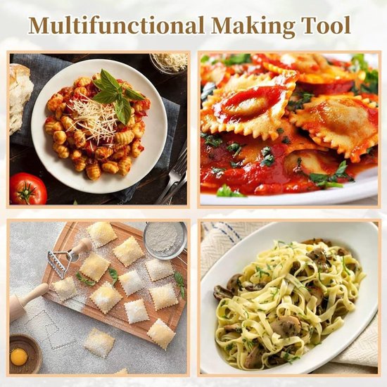 Pastamakerset - Deegroller - Zelf Pasta Maken - 9 Delige Set - 37x30x7.2 cm - Natuurlijk — afbeelding 5