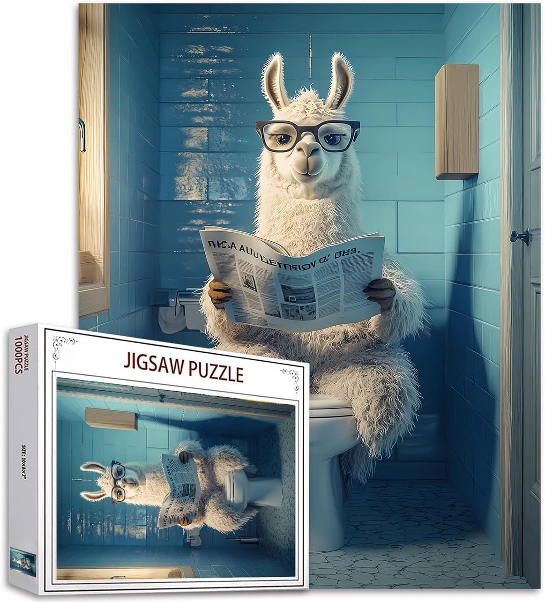 SnelShoppen - Llama Toilet 1000 Stuk Puzzel voor Volwassenen - Uitdagende Wildlife Jigsaw Puzzle - Kleurijke DIY Craft voor Thuisdecoratie en Gezellig