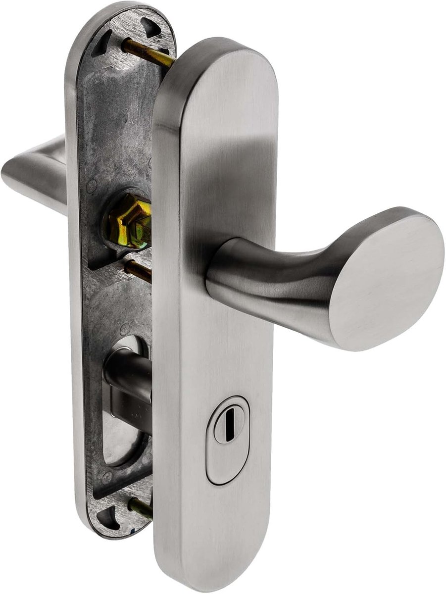 SnelShoppen - Security deur hardware ES1/WK2/RC2 voor appartement deuren | V2A roestvrij staal mat | Kern trekbescherming zonder profiel cilinder