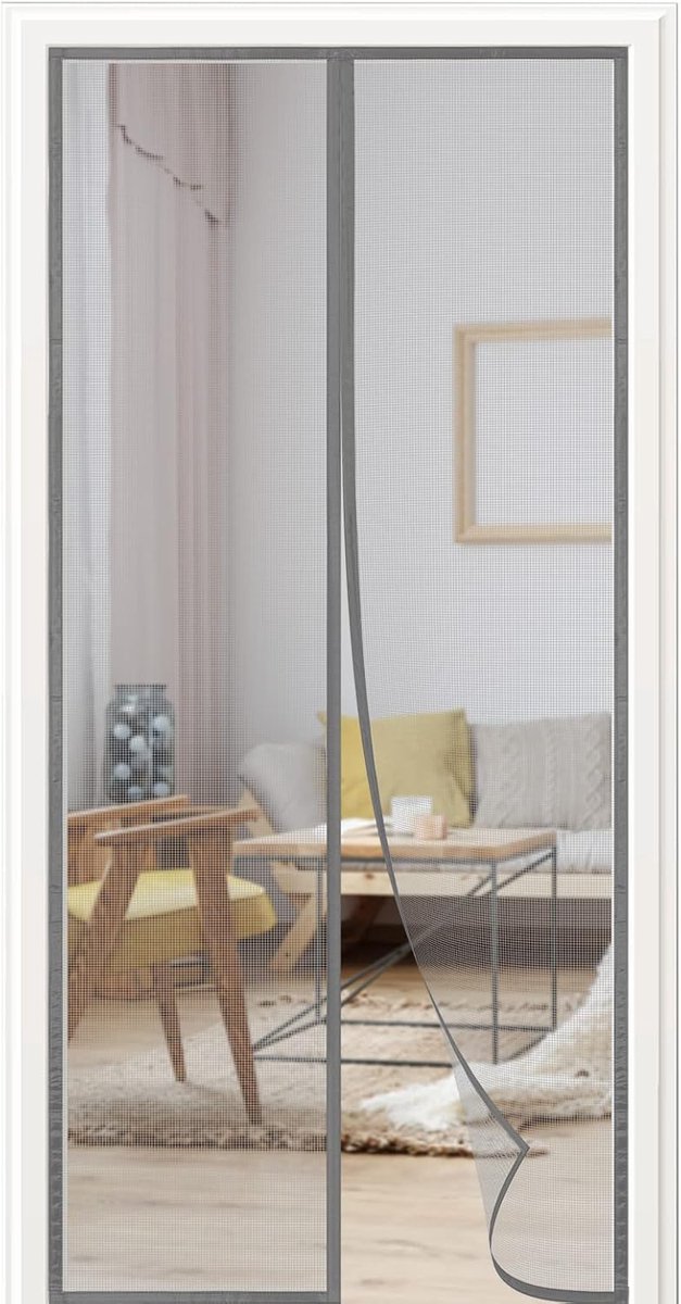 SnelShoppen - VENT Fly Screen met Magneten 120 x 215 cm - Insectenhor zonder Boren - Geschikt voor Balkon, Terras, Slaapkamer en Schuifdeur - Grijs