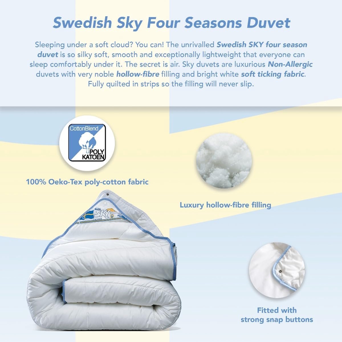 SnelShoppen - Luxe Wasbare 4-Seizoenen Dekbed - Ademend Anti-Allergisch Hol Fiber Dekbed - 240x200cm - Superzacht Poly Katoen - Ideaal voor Elk Seizoe