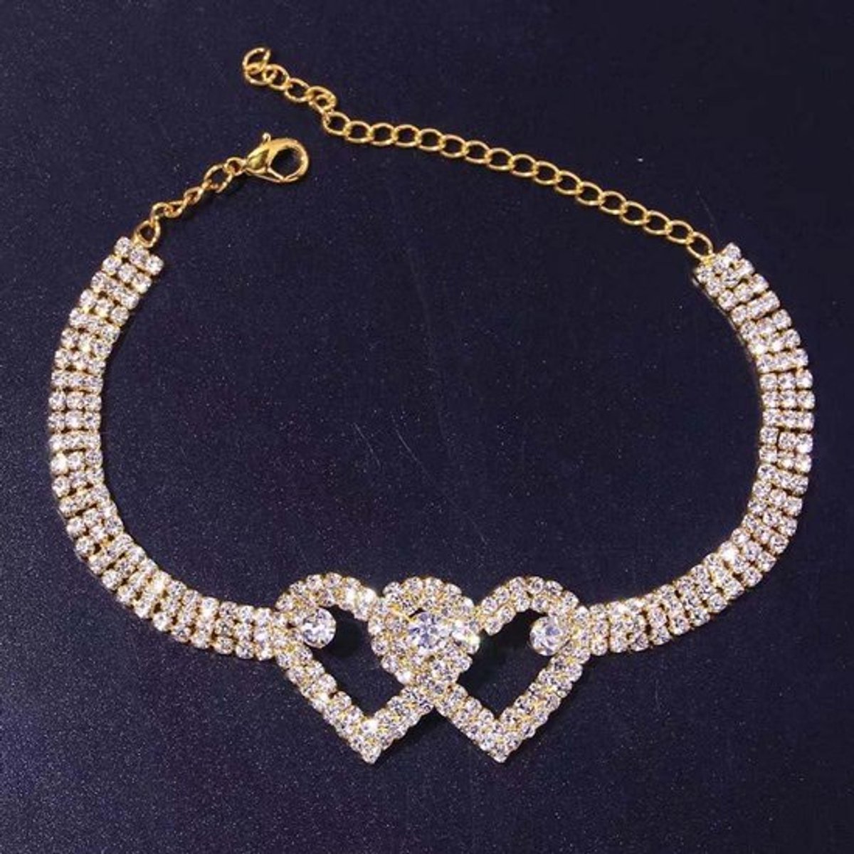 Hartvormige verstelbare strass enkelbandje armband zomer strandvoetketting voor vrouwen en meisjes