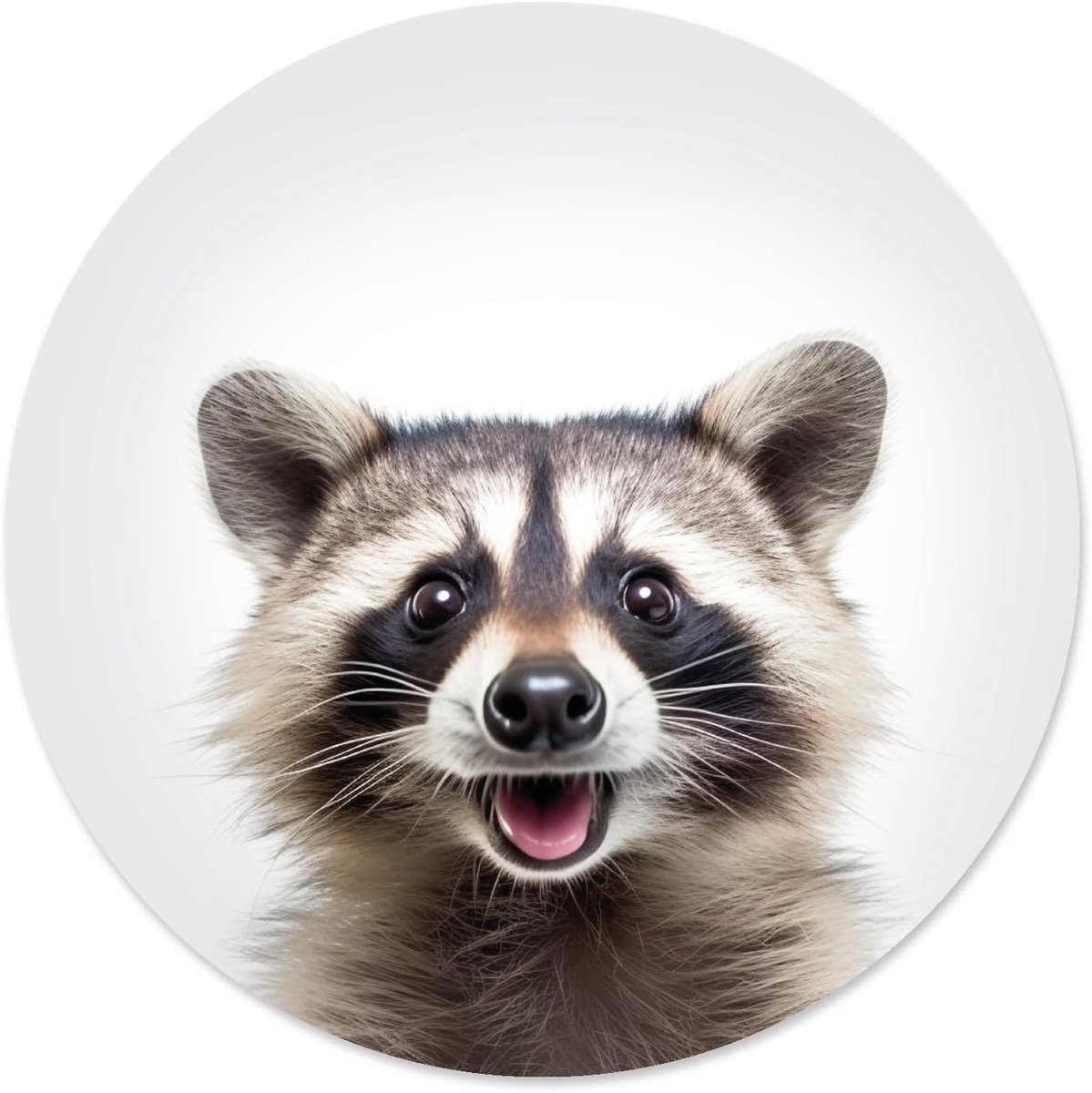 SnelShoppen - Raccoon Muismat Ø 22 cm - Rond, Antislip, Duurzaam, Leuk Design, Ideaal voor Thuis en Kantoor
