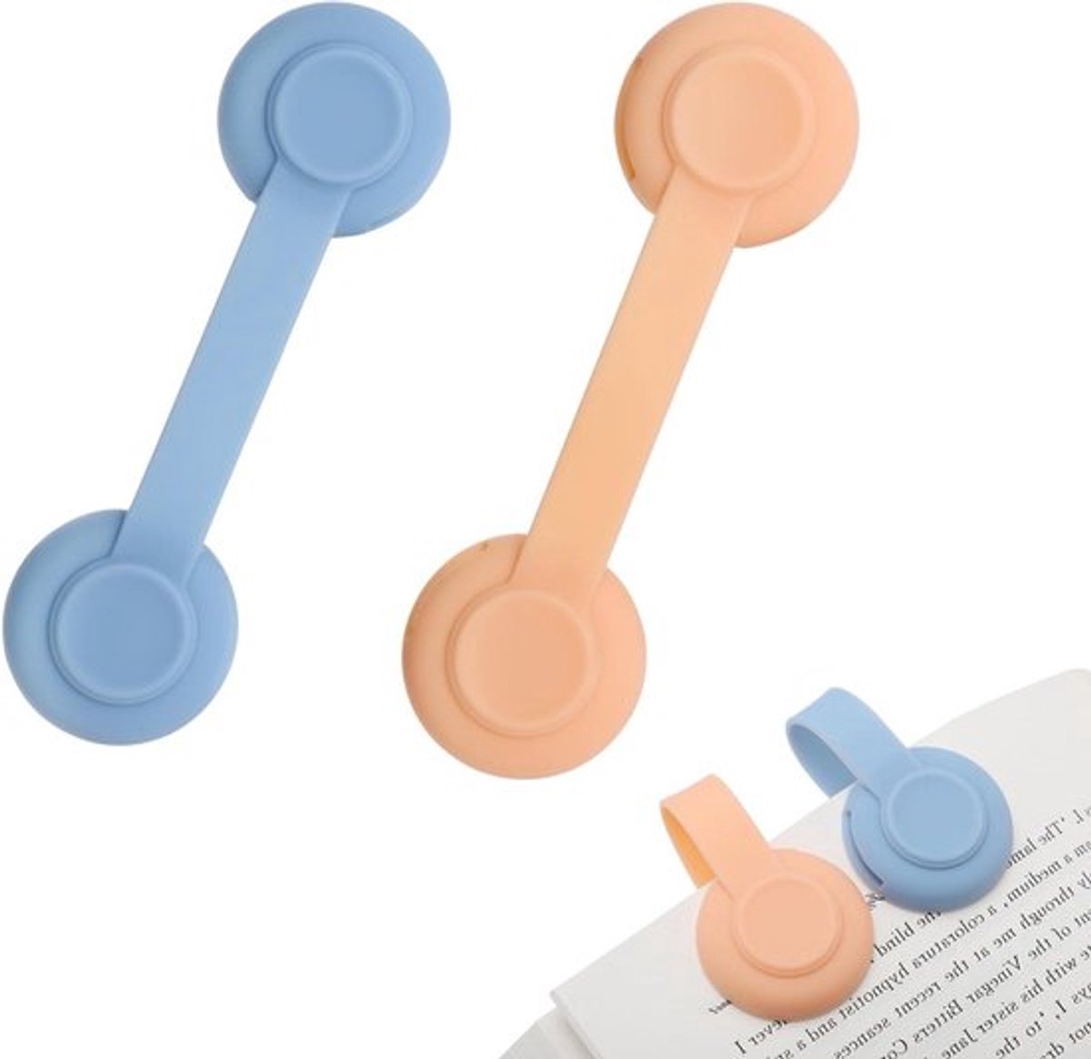 Magnetische bladwijzers voor boeken - Set van 2 - Supersterke magneten - Siliconen - Boekenlegger - Ideale cadeaus - Blauw en Oranje - Voor lezers, leraren en studenten