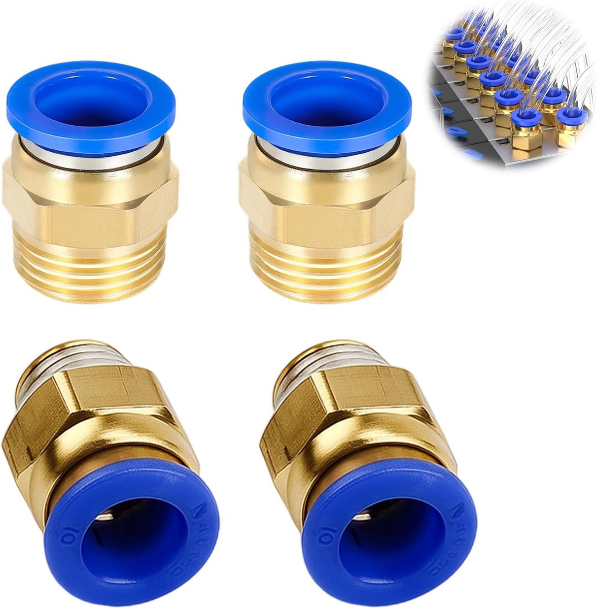 SnelShoppen - Pneumatische Quick Coupling 4 Stuks R 1/4 Inch Male Thread 10mm Voor Luchtslangen, Directe Verbinding, Hoge Kwaliteit, Eenvoudig Te Inst
