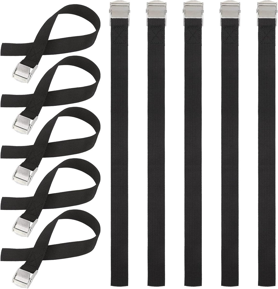 SnelShoppen - 10 Stuks Korte Ratchet Straps - Verstelbare Spanbanden met Snelle Ontgrendelings Cam Buckle - Robuuste Tension Straps voor Motoren, Fiet