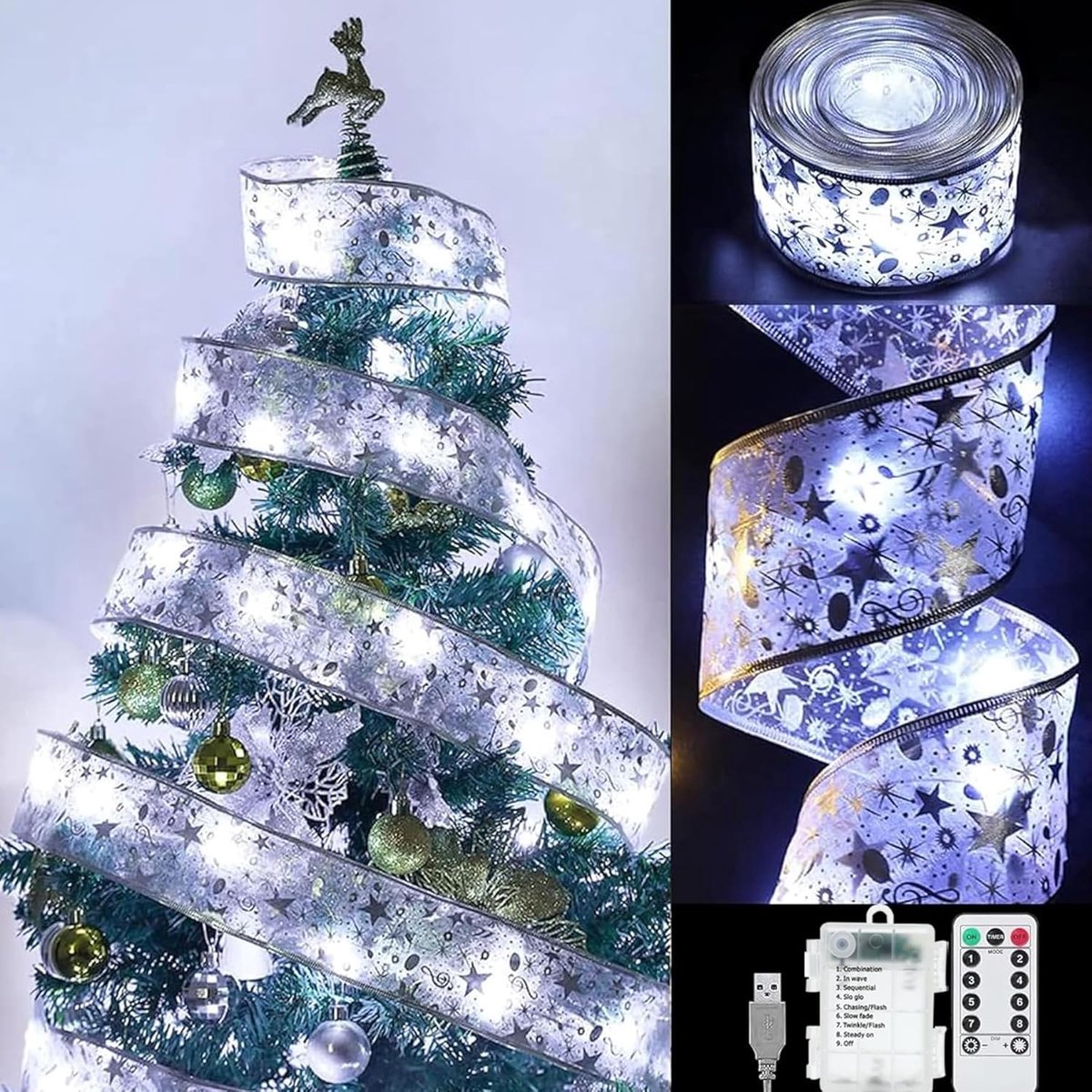 SnelShoppen - 10 m Kerst Fairy Lights, 100 LED Strip Lichten, Batterij Aangedreven, Decoratie voor Feest, Bruiloft, Binnen en Buiten, Kerst Versiering