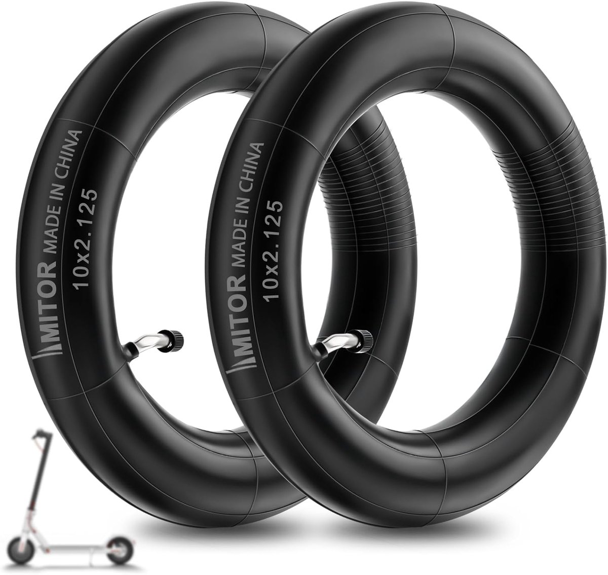 SnelShoppen - 10x2.125 Inch Binnenbanden voor Elektrische Scooter, 10 Stuks, Dikke Butylrubber Vervangingsbanden met 45° Zilver Ventiel, Compatibel me