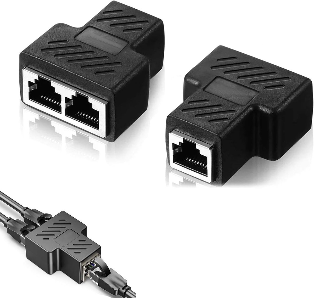 SnelShoppen - 2x LAN Splitter RJ45 Ethernet Splitter Adapter voor 2 Apparaten, Duurzaam en Betrouwbaar, Ideaal voor Thuis en Kantoor