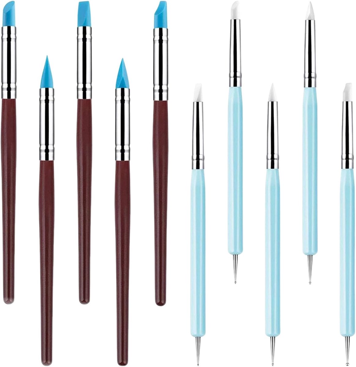 SnelShoppen - 10 Stuks Rubber Borstels, Kleimodelleertools, Siliconen Borstels voor Schilderen, Keramiek, Beeldhouwen, Creatieve Vormen en Texturen