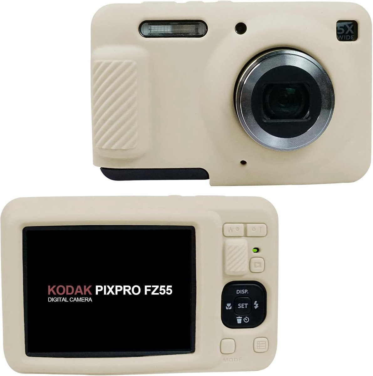 SnelShoppen - Easy Hood Camera Case voor Digitale Camera, Soft Silicone Beschermhoes, Lichtgewicht en Slank, Kratzbestendig Beige, Perfect voor Reis e