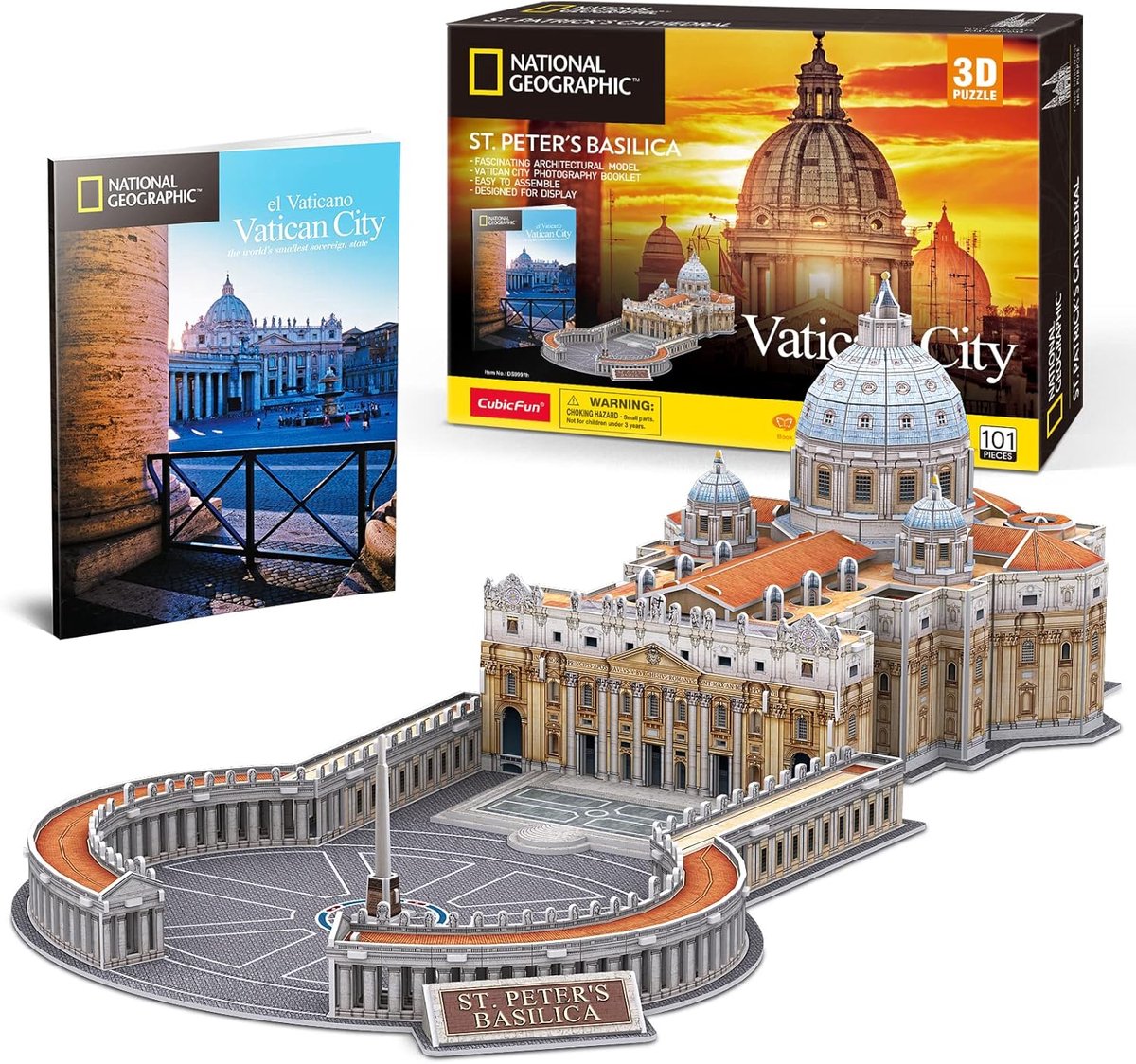 SnelShoppen - CubicFun 3D Puzzels voor Volwassenen & Kinderen 8-10 Jaar, St. Petersbasiliek Modelbouwset, Architectuur Puzzels, Tafel Bouwset met Boek