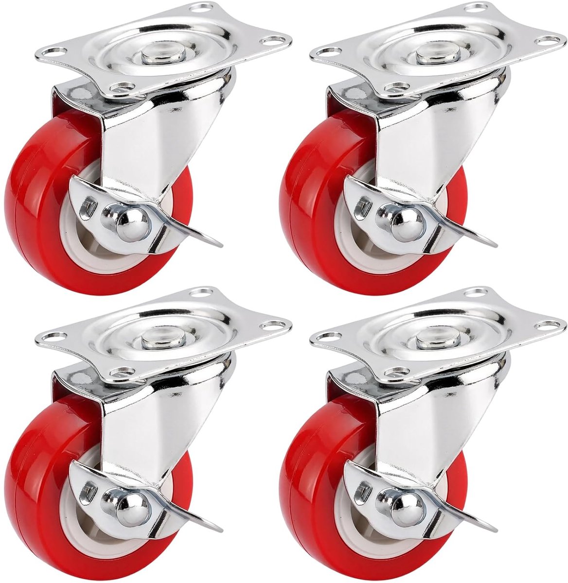 SnelShoppen - Furniture Castors 38 mm - Zware Belastbaarheid Tot 200 kg - 4 Stuks Vaste Zwenkwielen Zonder Rem - PU Transportwielen Voor Meubels en Pa