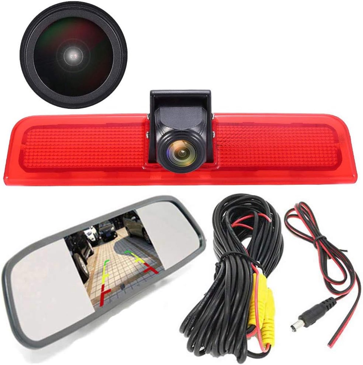 SnelShoppen - 1280x720 Super HD Achteruitrijcamera Set met Spiegelmonitor voor VW Caddy Life 2K Facelift III - Waterdicht, Nachtzicht, CCD Chip