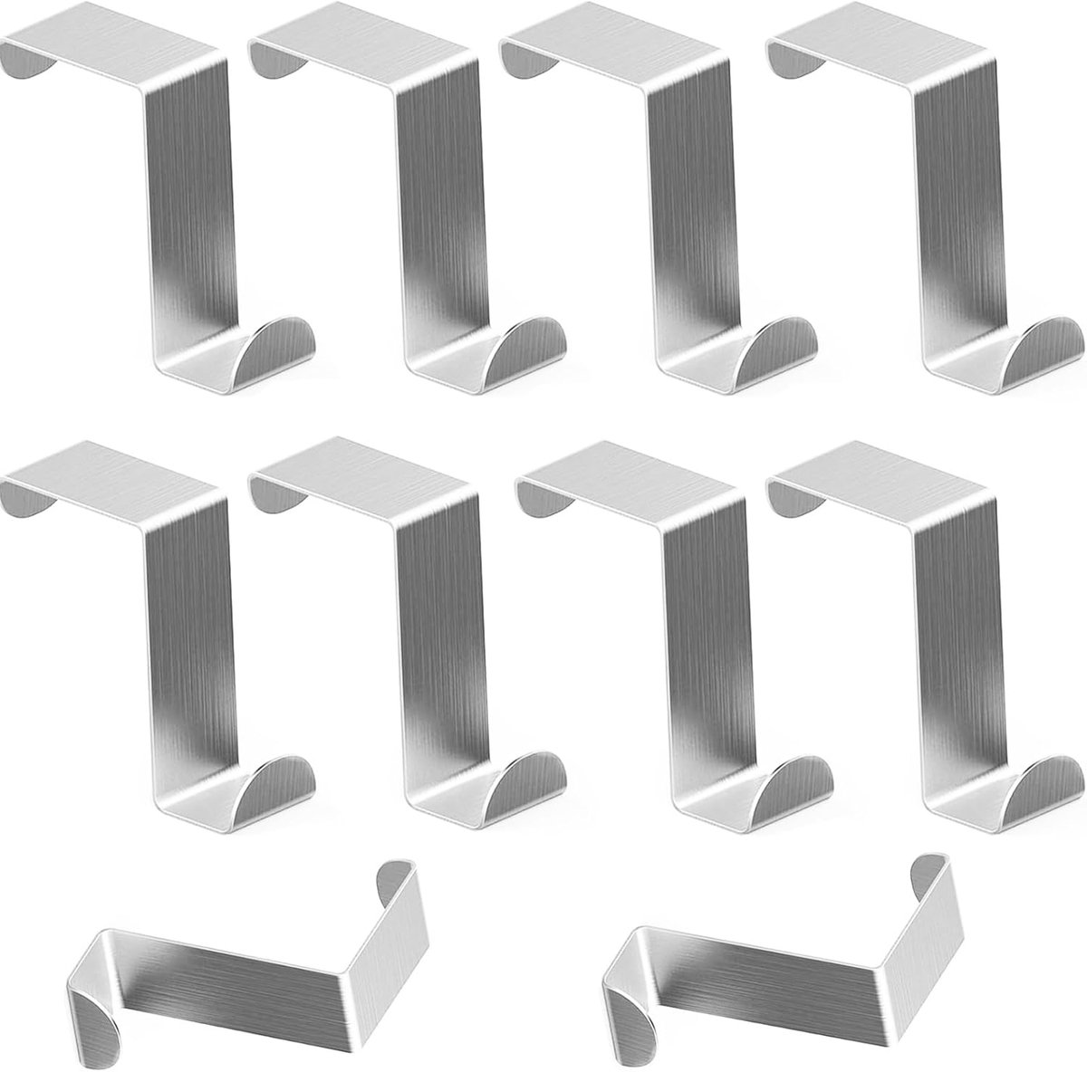SnelShoppen - 10 RVS Deurhaken - Geen Boren - Z-vormige Hangers - Sterke en Stabiele Kledinghaken voor Badkamer, Keuken, Kast - 45mm - Zilver