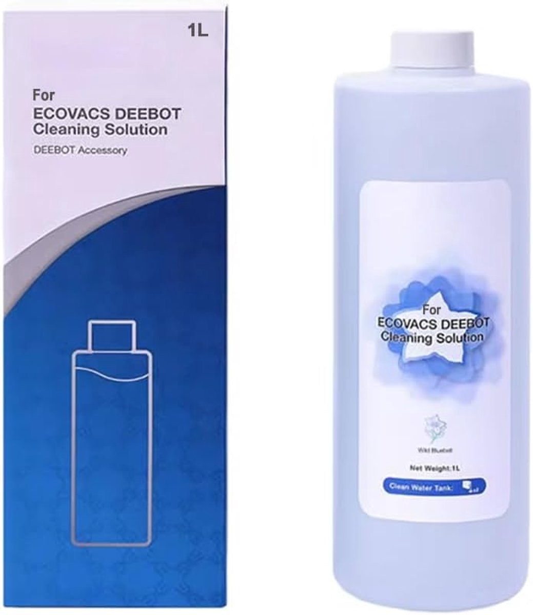 SnelShoppen - Schoonmaakoplossing voor ECOVACS DEEBOT T30/T20/X1/X1e/T10 Familie - 1 Liter Wild Bellflower Geur, Effectieve Vlekverwijderaar, Ionic Su