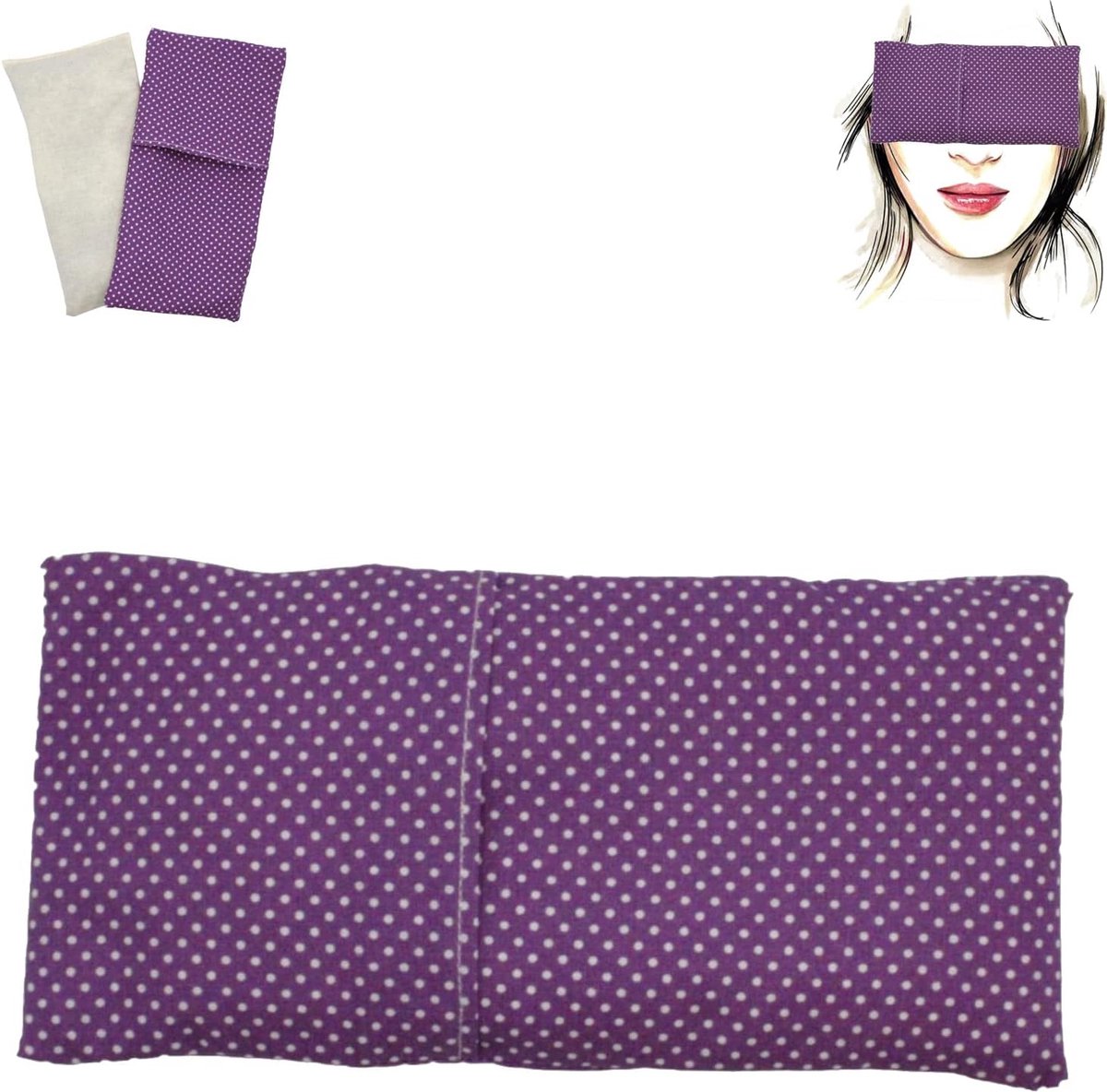 SnelShoppen - Donkerpaars Oogkussen met Lavendel en Rijstzaad - Wasbare Katoenen Hoes - Yoga, Meditatie, Ontspanning, Stressverlichting, Slaap, Verwen