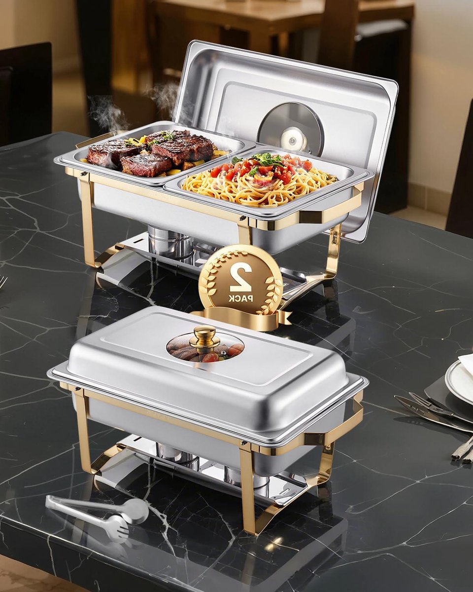 Buffet Set - Warmhoud Set - Eten Serveren - Inclusief Clips - 4 Liter - Goud