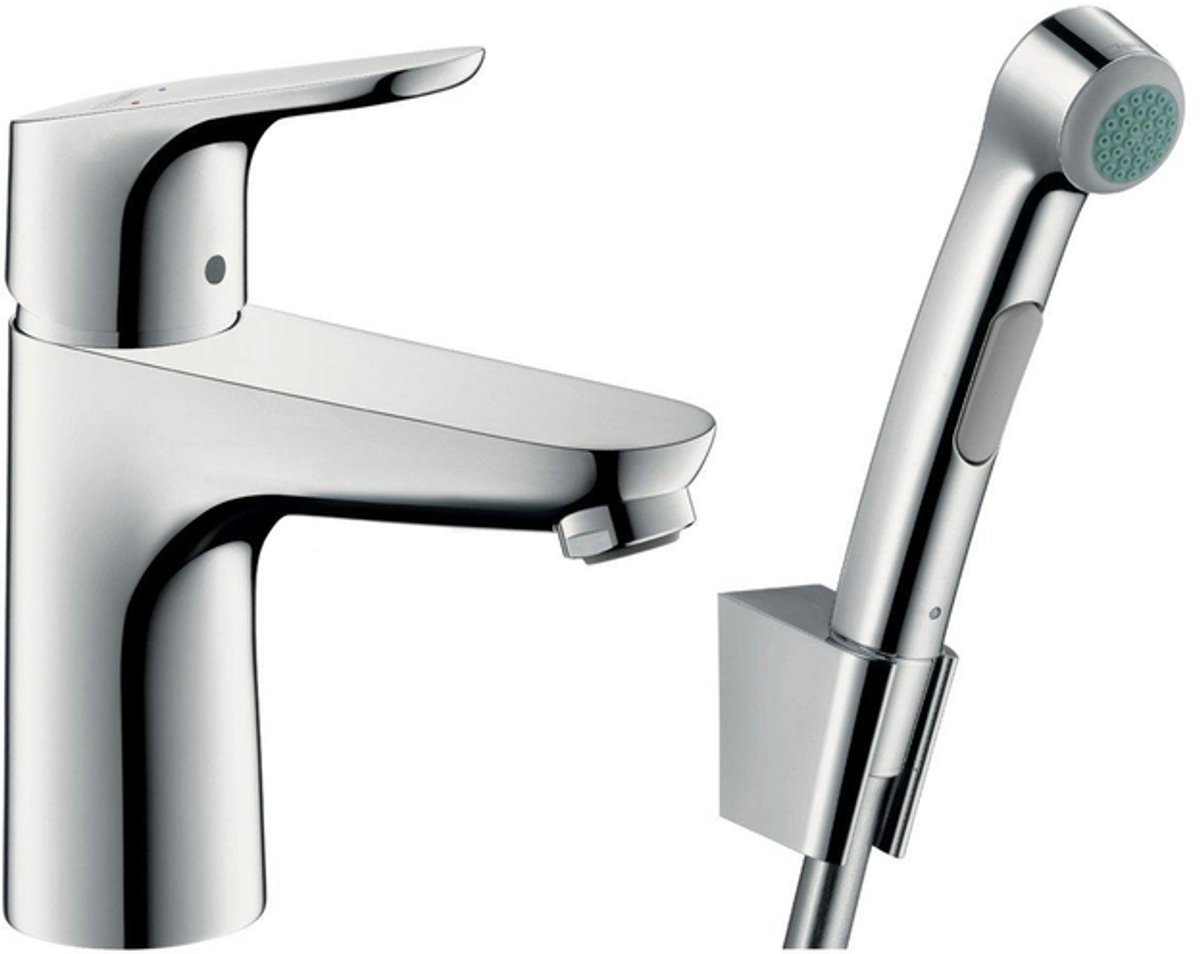 Hansgrohe Focus Bidet set - 100 met handdouche en doucheslang - 160cm - hoogglans chroom