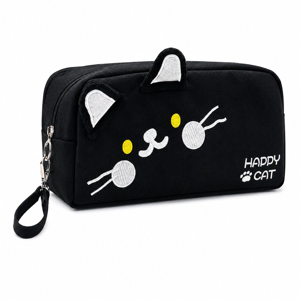 Bobypet Etui Grote Capaciteit - School Etui met 3D Kattenontwerp - 3 Laags Pennenbakje voor School en Kantoor - Schattige Etui Meisjes - Zwart