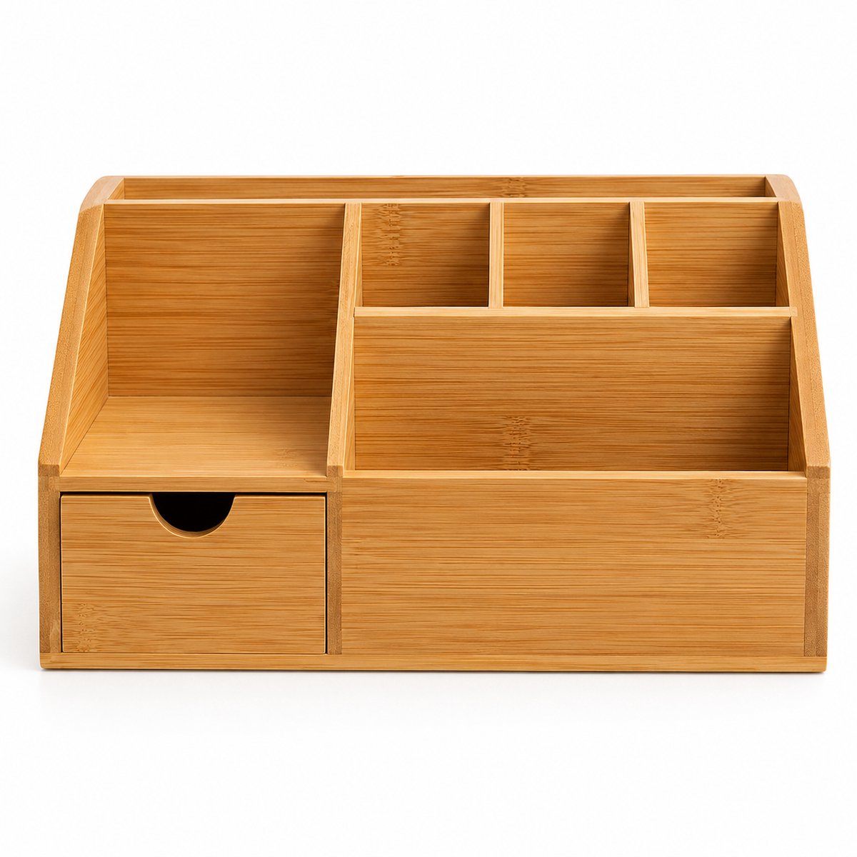 Bamboe Bureau Organiser met Lade - Duurzame Houten Pennenbak en Bureau Tray - Stijlvolle Kantoor Organisatie voor Home Office en Studie - Bureau Accessoires