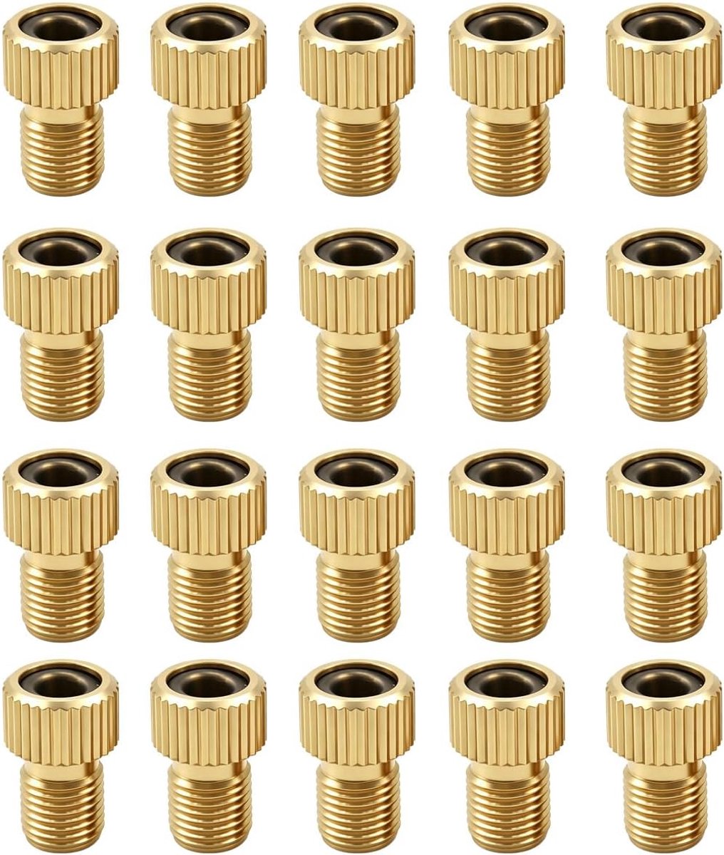 SnelShoppen - 20 Stuks Fietsventieladapter Frans Ventiel naar AV met Afdichtring, Duurzaam Koper, Corrosiebestendig, Fietsaccessoires voor Fiets, Tour