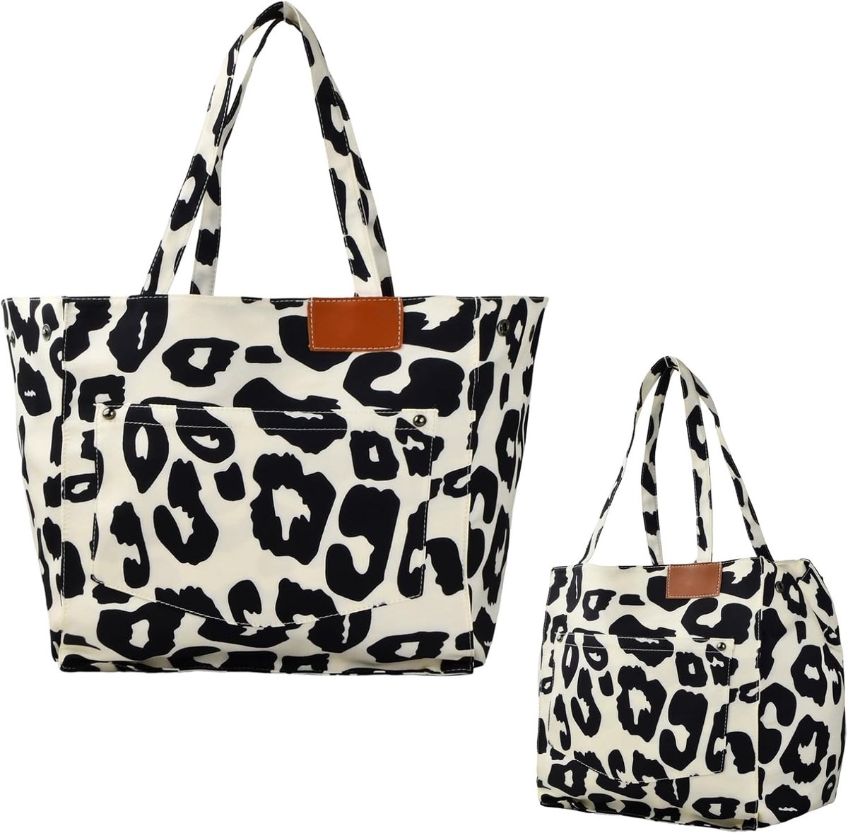 Grote waterdichte strandtas met luipaardpatroon, zanddicht en ideaal voor dames, perfect voor reizen en winkelen