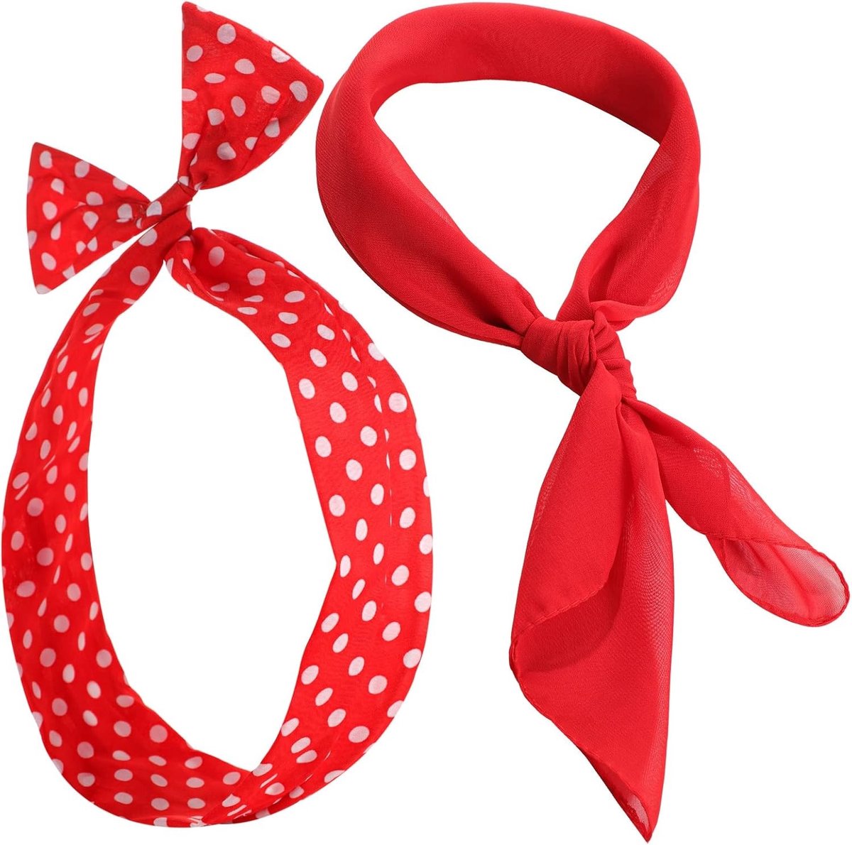 Retro 50's Kostuum Accessoires Set met Chiffon Sjaal en Polka Dot Hoofdband voor Halloween en Cosplay Feesten