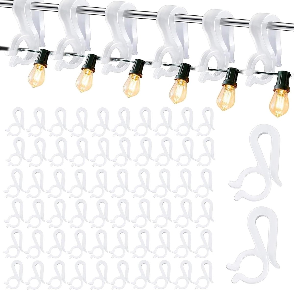 60 Stuks Transparante Dakgoothaken voor Lichtketting Buiten | Weerbestendige Herbruikbare Clips voor Dakgoot, Tuinverlichting en Decoratie