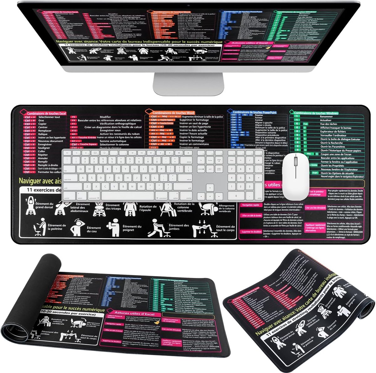 SnelShoppen - Excel Desk Pad Mouse Pad 80 x 30 cm - Grote Muismat met Tastenmeister Design - Ideaal voor Computer, Laptop, Gaming en Kantoor - Antisli