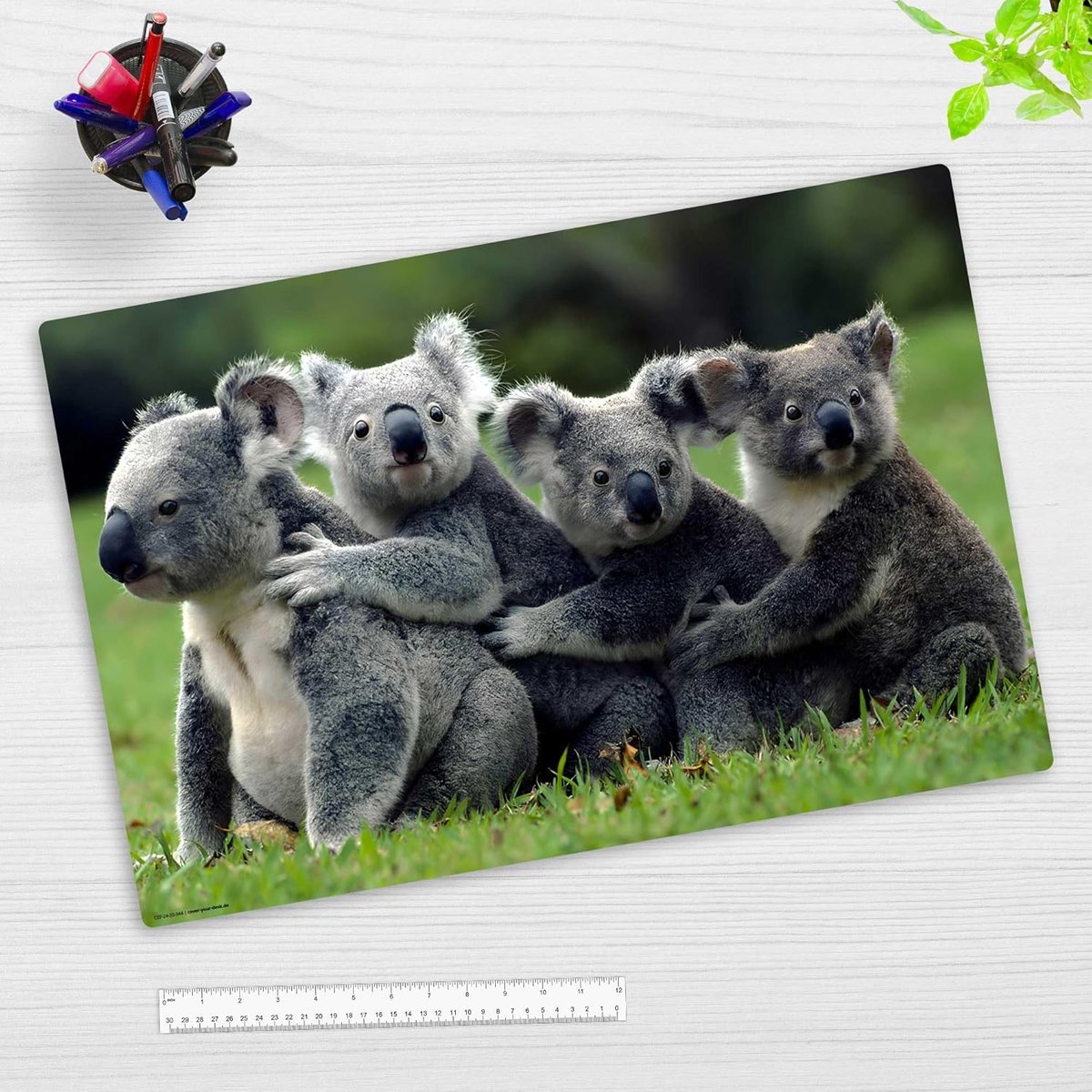SnelShoppen - Koala Familie Bureau Mat voor Kinderen en Volwassenen, 60x40 cm, Waterdicht en Duurzaam, Perfecte Bescherming voor Desk, School en Thuis