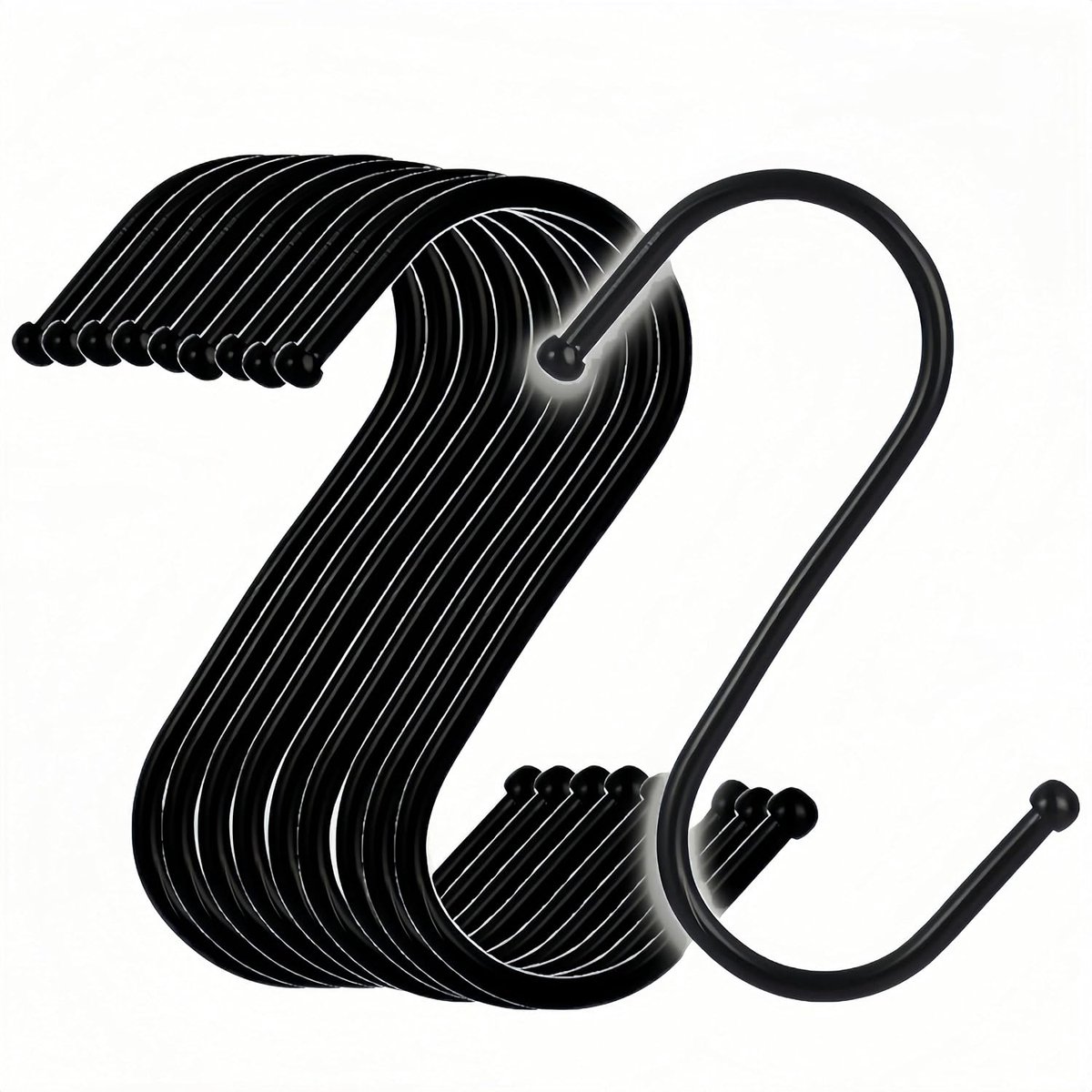 SnelShoppen - 10-Pack S-Hooks 12cm Zwarte RVS S-Haak voor Ophangen in Keuken, Badkamer, Slaapkamer, Woonkamer en Kantoor - Lichtgewicht en Roestvrij