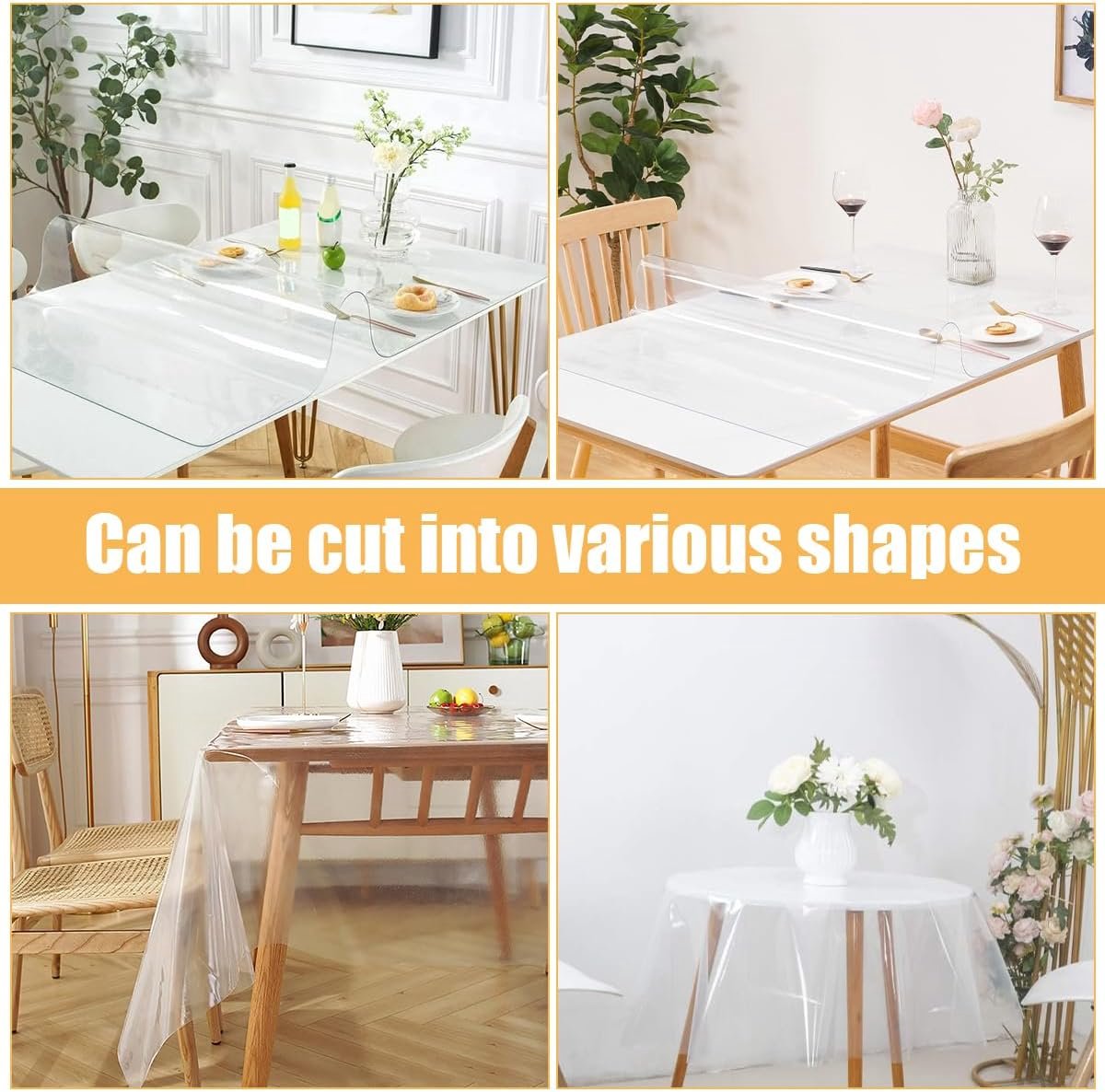 Dailygoods - ANRO Tafelkleed, transparante tafelfolie, 140 x 200 cm, rechthoekig tafelkleed, doorzichtig, afwasbaar, pvc-tafelbeschermfolie, water- en oliebestendig, op maat gesneden, plastic tafelkleed