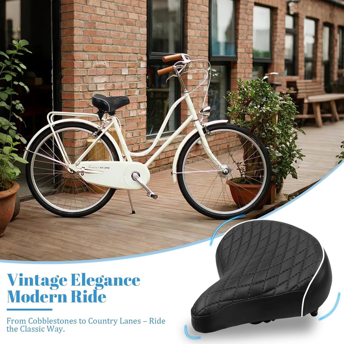 SnelShoppen - Comfortabele Fietszadel - Hoge Kwaliteit Stad zadel met PU Leer, Geheugen Foam & Gereedschap - Voor Stadfiets, Trekkingfiets, Mountainbi