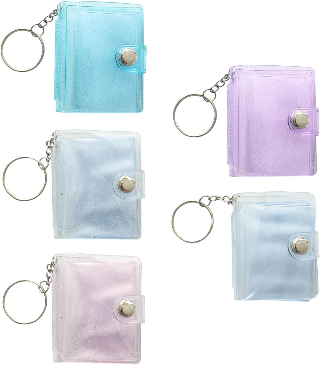 SnelShoppen - 5x Mini Foto Album - Kleine Foto Album Folder voor ID Foto's en Kaarten - Sleutelhanger Inclusief - Geschikt voor 20 Foto's - Compact en