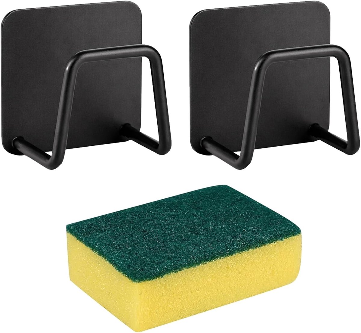 SnelShoppen - Zelfklevende RVS Sponshouder - Universele Keuken Sponshaak - Duurzaam en Roestvrij - Inclusief 1 Spons - Ideaal voor Keukenaccessoires e