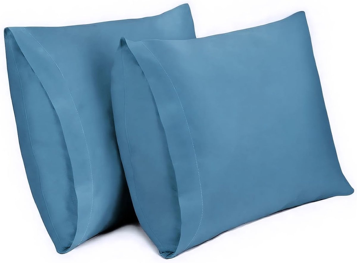 SnelShoppen - 2-Pack Kussenhoezen 60x60 cm, 100% Katoen Ademend, Blauw, Zachte Kussenslopen voor Slaapkamer, Woonkamer, Feest, Elegant Design
