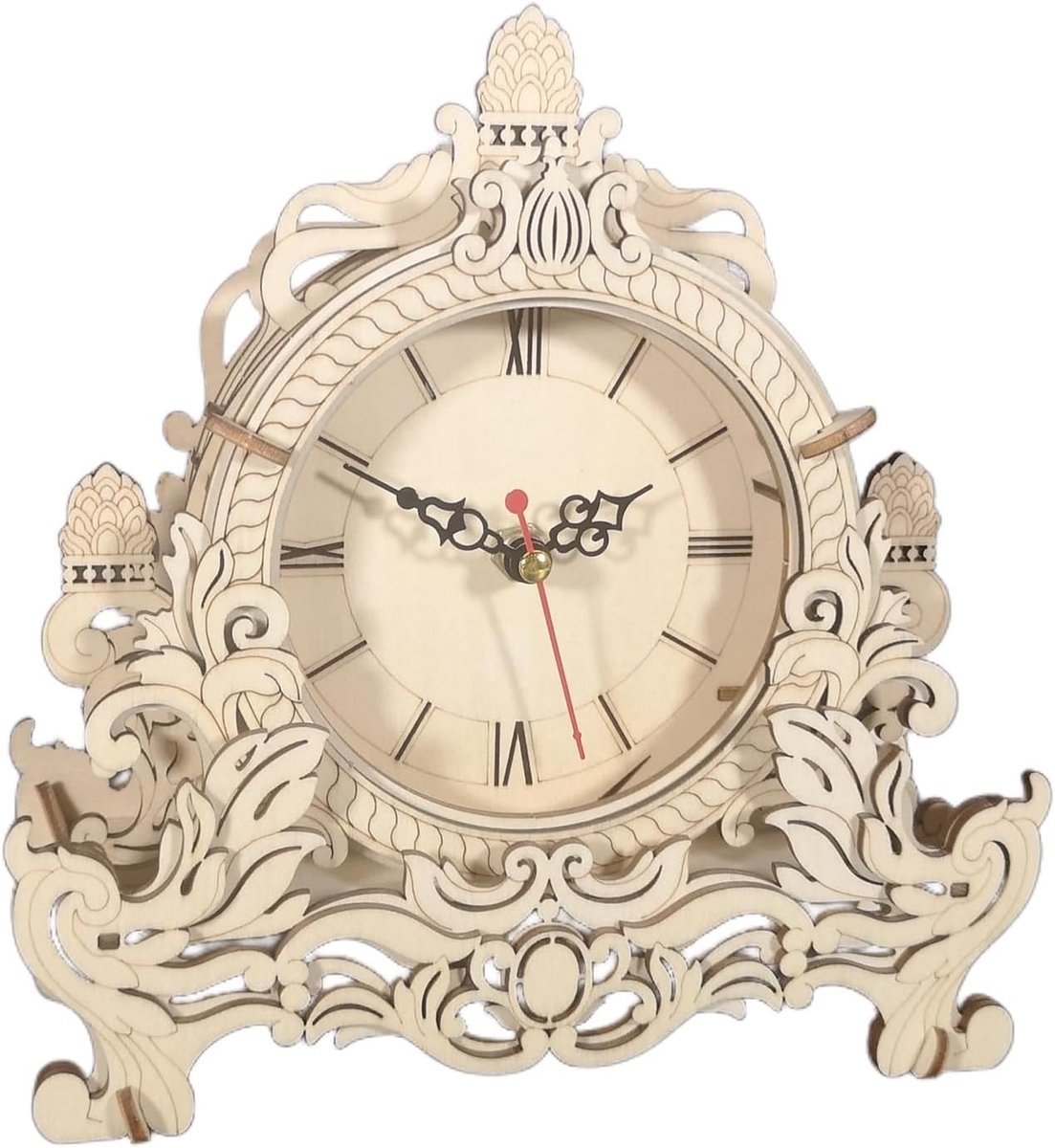 SnelShoppen - Music Park 3D Houten Puzzel Retro Dly Tafelklok Bouwpakket voor Volwassenen Vintage Garland Klok Wanddecoratie voor Dames en Jongens