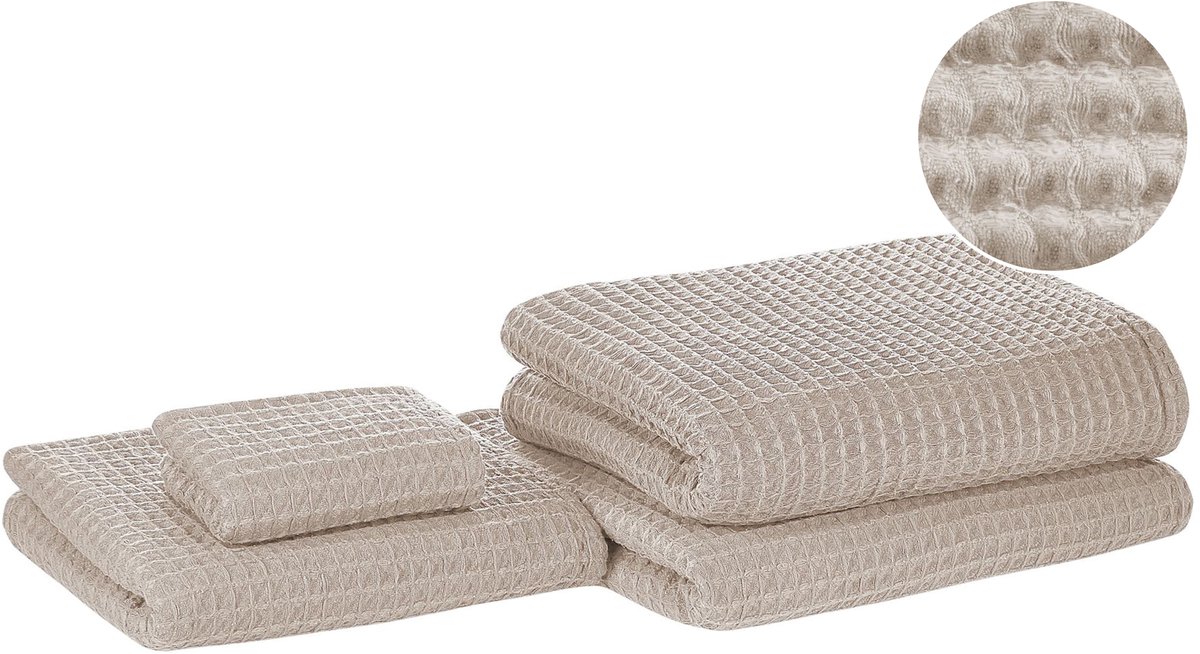 AREORA - Handdoek set van 4 - Beige - Katoen