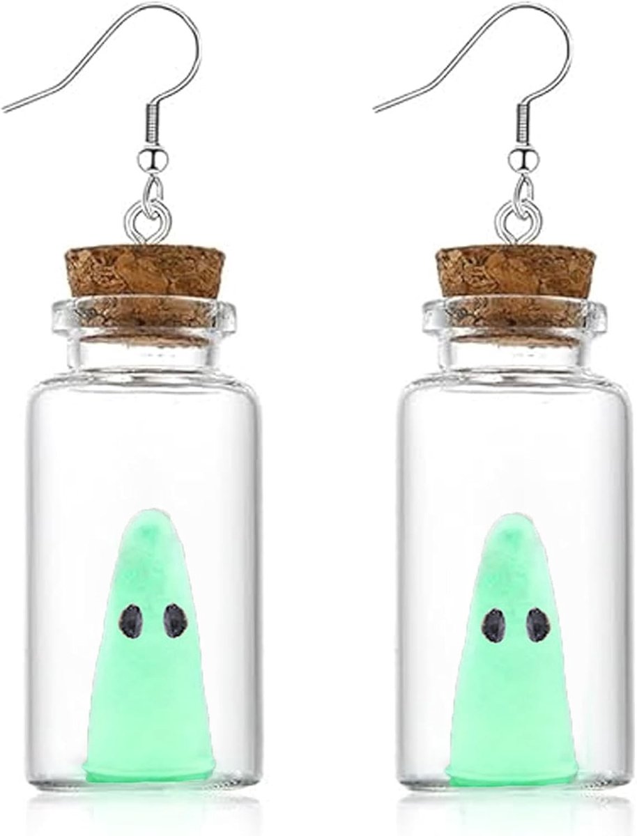Halloween Oorbellen met Glow in the Dark Effect - Schattige Glasfles Charm Oorbellen voor Vrouwen en Meisjes, Perfect voor Feestjes en Kostuums