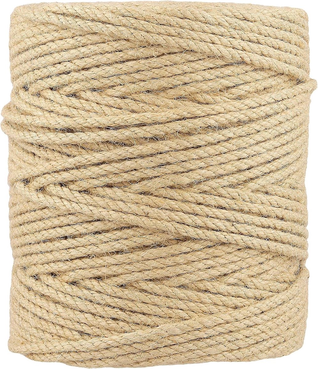 Jute Touw 5 mm, 150 m Natuurlijk Touw voor Decoratie, Bundelen en Handwerken, Beige Kleur