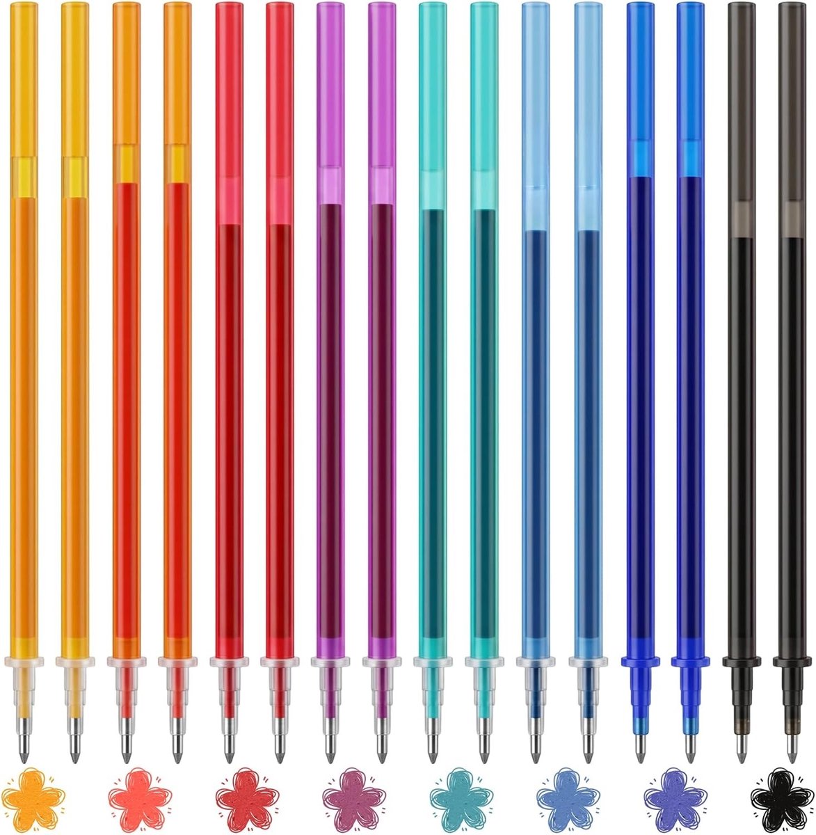 40 Stuks Kleurige Uitwisbare Inktpatronen voor Gelpennen, 8 Kleuren, 0.5mm, Ideaal voor Ontwerpen en Notities