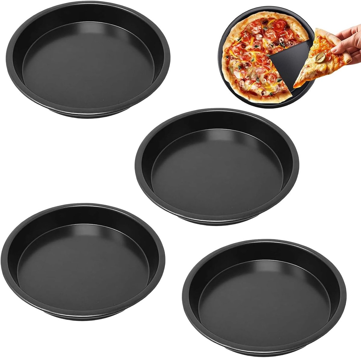 Set van 6 Mini Pizza Bakplaten Ø16 cm met Anti-aanbak Coating, Ideaal voor Taart, Quiche en Snacks, Duurzaam en Makkelijk te Reinigen