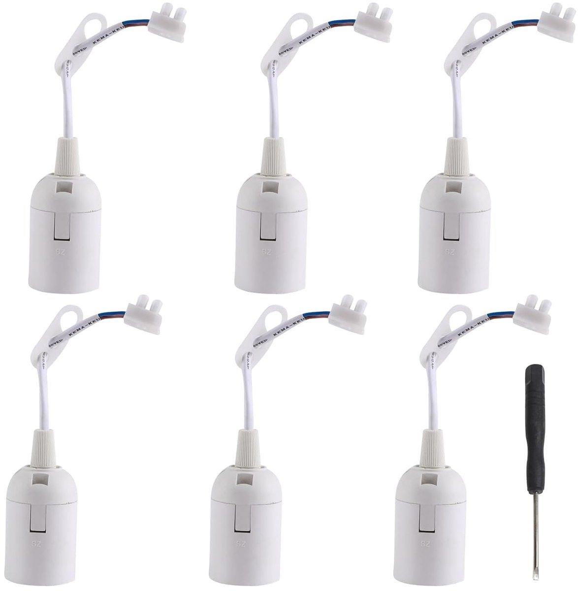 SnelShoppen - 6pcs E14 Lamp Fitting Set met 2A 250V Lampenhouder, Inclusief Schroevendraaier, Wit, Voor Renovatie en Bouwlocaties